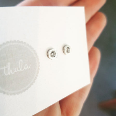 Abstract wonky cubic zirconia studs