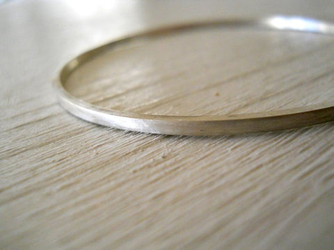 Delicate narrow sterling silver bangle in Matte or Polished