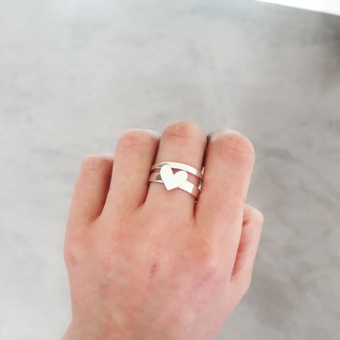 Heart ring & narrow band set