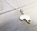 Silhouette necklace: Africa necklace with heart