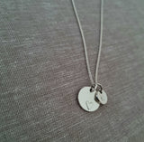Disc necklace with initial and heart disc