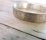 Wide engraved bangle floral bangle