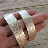 Wide engraved bangle floral bangle