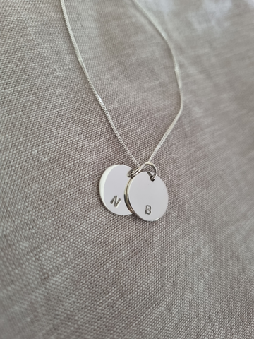 Disc necklace with initials or names