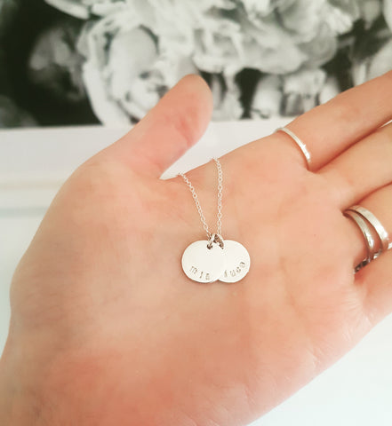 12mm disc necklaces with names handstamped