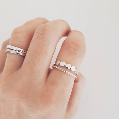 Pebble ring & twisted ring set