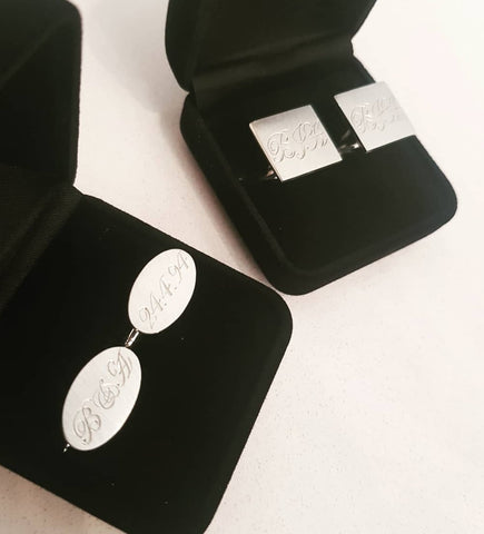 Oval cufflinks with initials & date