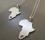 Silhouette necklace: Africa necklace with heart in brass or copper