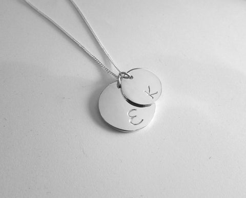 Double Disc necklace with initials engraved