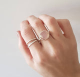 Rose quartz ring + overlapping band for Sandra